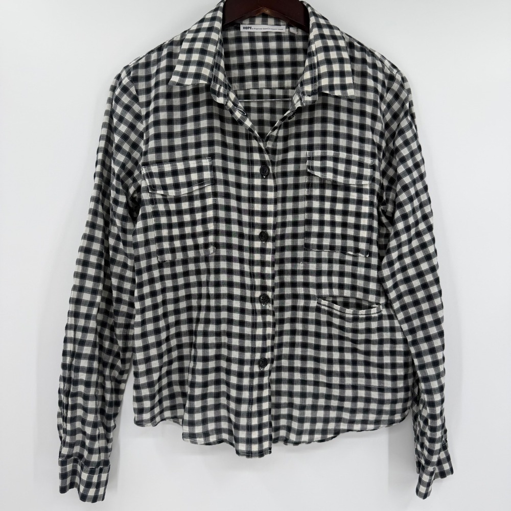 Hope by Ringstrand Soderberg Stockholm Gingham Button Down Shirt Black White 38